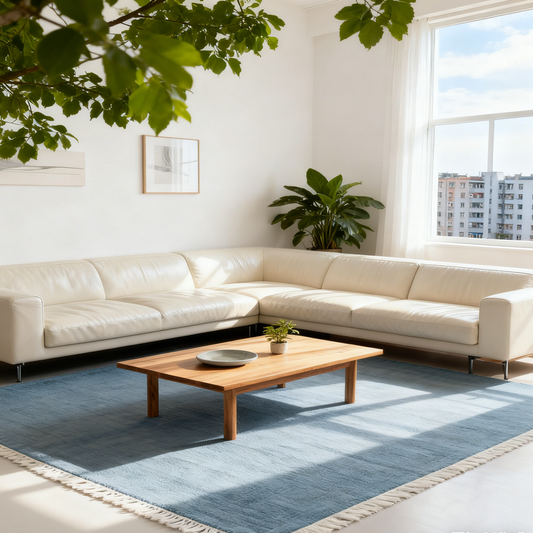 STRING  Wool Hand Woven Rug Teal